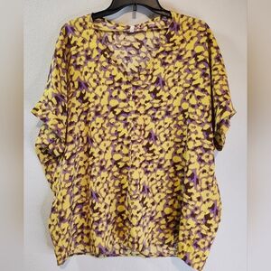 Jodifl Boutique Brand Leopard Print Top In Neon Yellow And Purple Size Small New